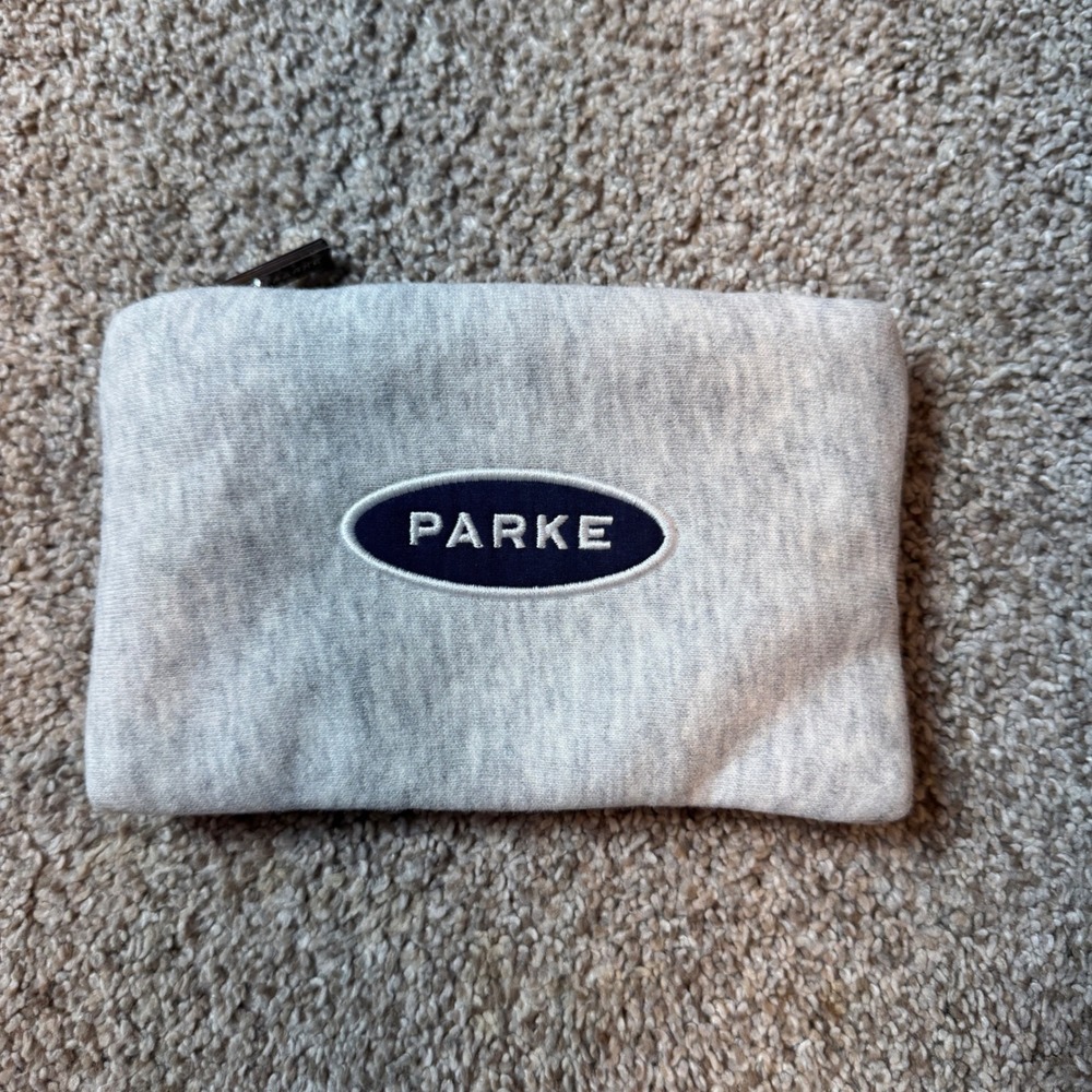 Parke Heather Gray Sweatshirt Zipper Pouch Embroidered Logo Cosmetic Bag